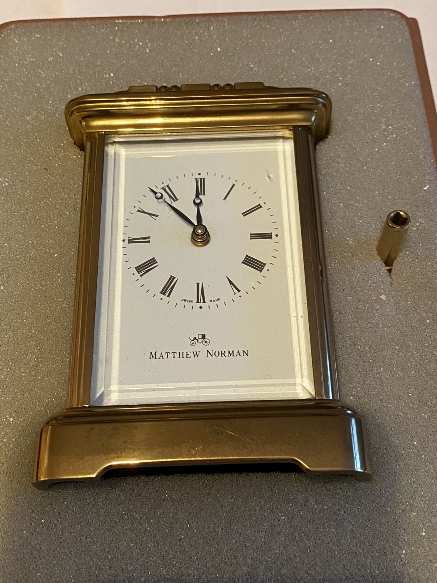 FINE MATTHEW NORMAN CARRIAGE CLOCK WITH BOX & PAPERS - NEEDS ATTENTION - Image 7 of 9