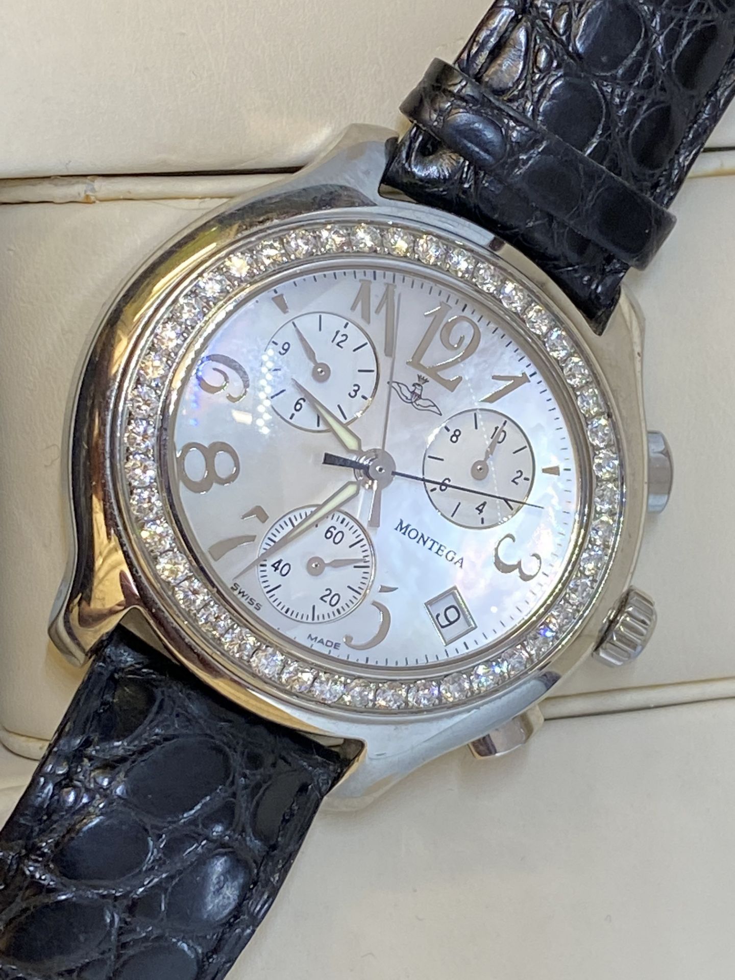 MONTEGA APPROX 2.50ct G/VS DIAMOND SET STAINLESS STEEL WATCH