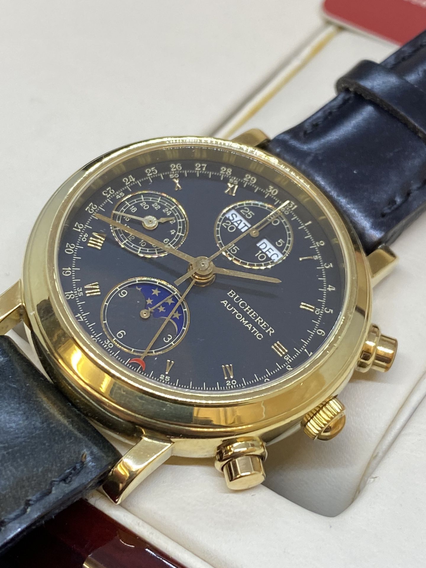 18ct GOLD BUCHERER AUTOMATIC CHRONOGRAPH WATCH - Image 8 of 12