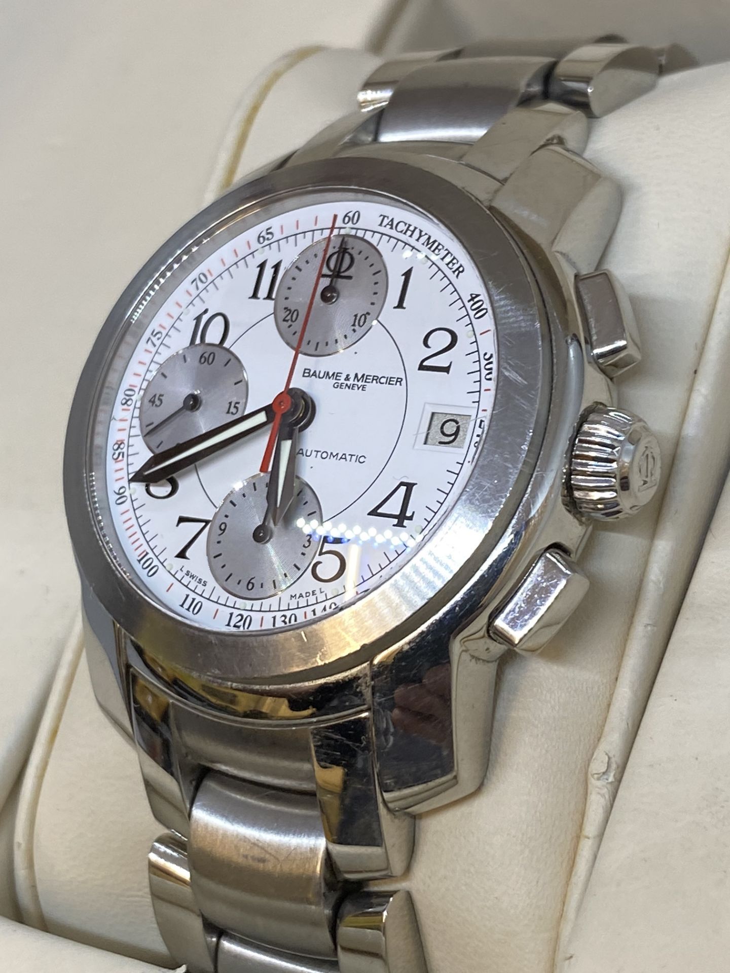 BAUME & MERCIER AUTOMATIC STAINLESS STEEL CHRONO WATCH - Image 6 of 8