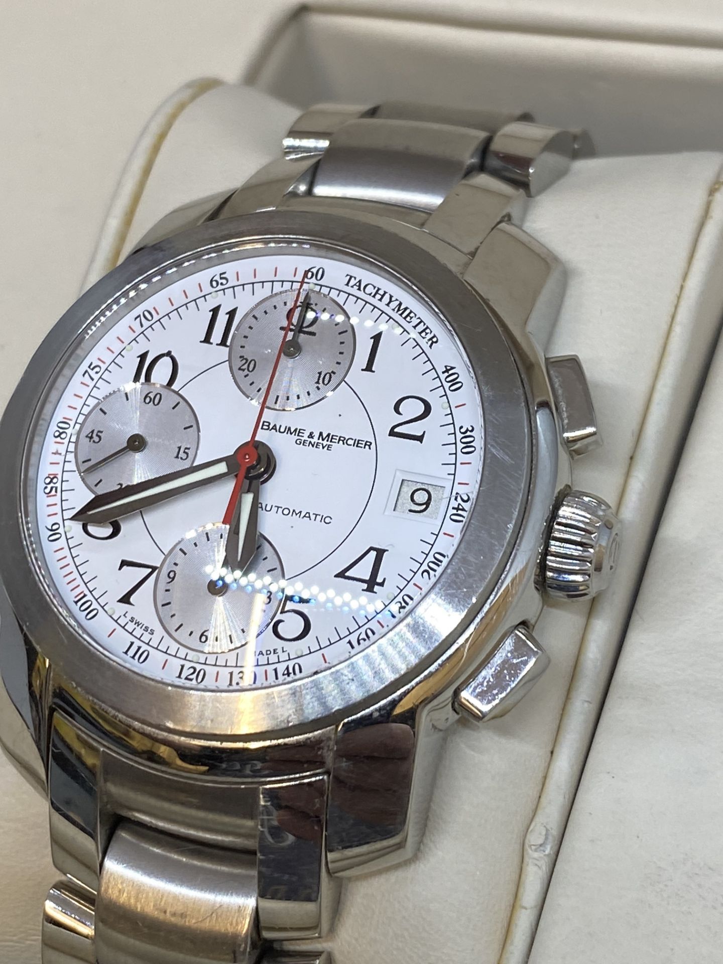 BAUME & MERCIER AUTOMATIC STAINLESS STEEL CHRONO WATCH - Image 5 of 8