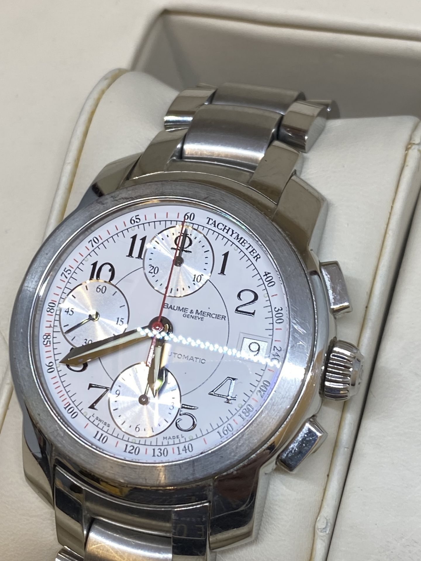 BAUME & MERCIER AUTOMATIC STAINLESS STEEL CHRONO WATCH - Image 4 of 8