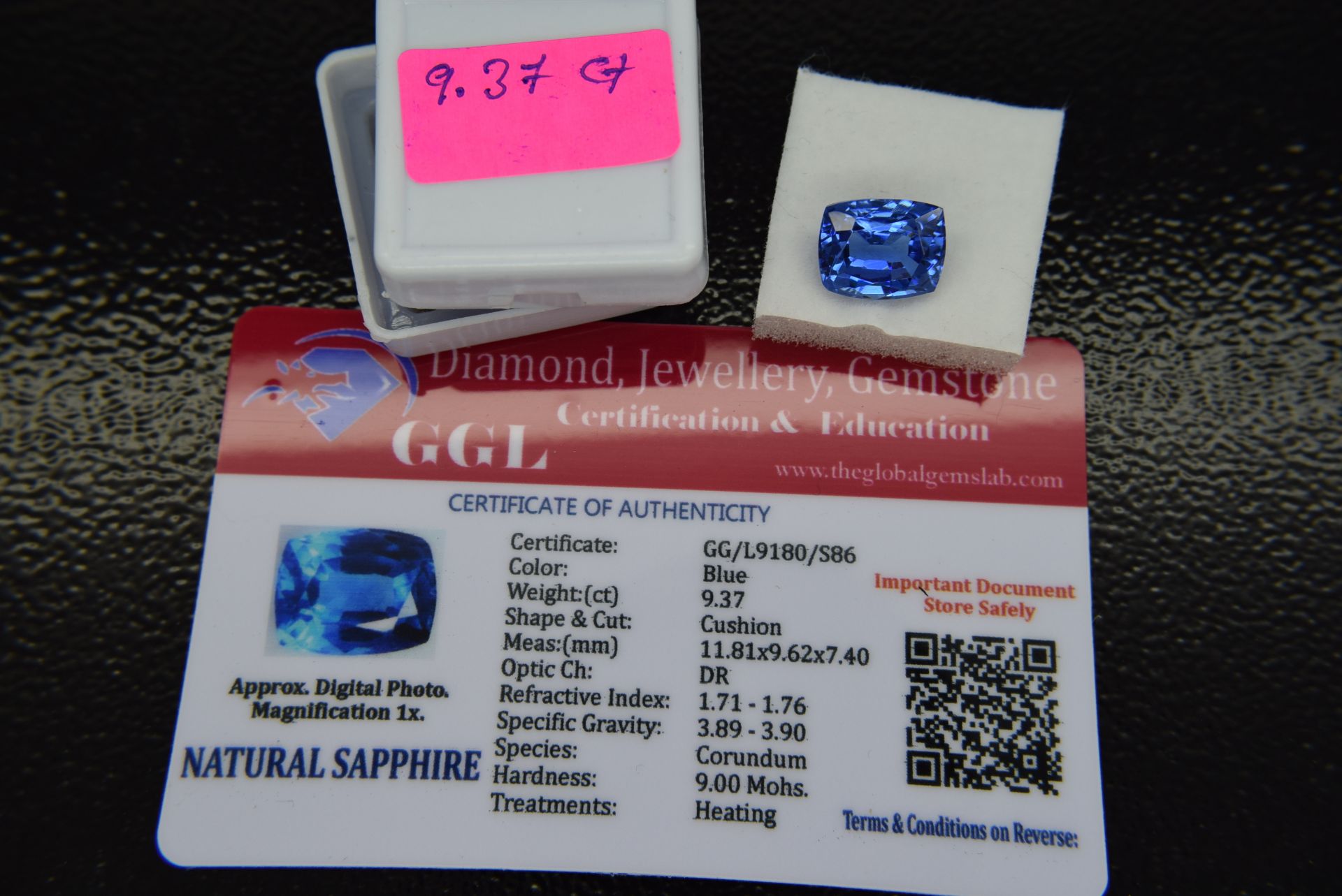 BLUE STONE WITH CARD MARKED SAPPHIRE - Image 2 of 2