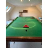 FULL SIZE SLATE SNOOKER TABLE WITH CUES - HOLDER - SCOREBOARD NO RESERVE