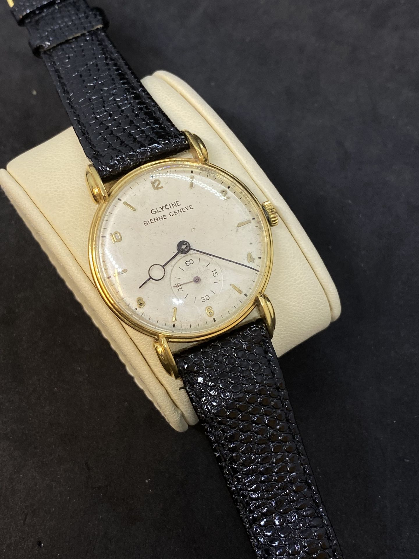 VINTAGE GLYCINE BIENNE GENEVE 18ct GOLD WATCH - Image 2 of 8