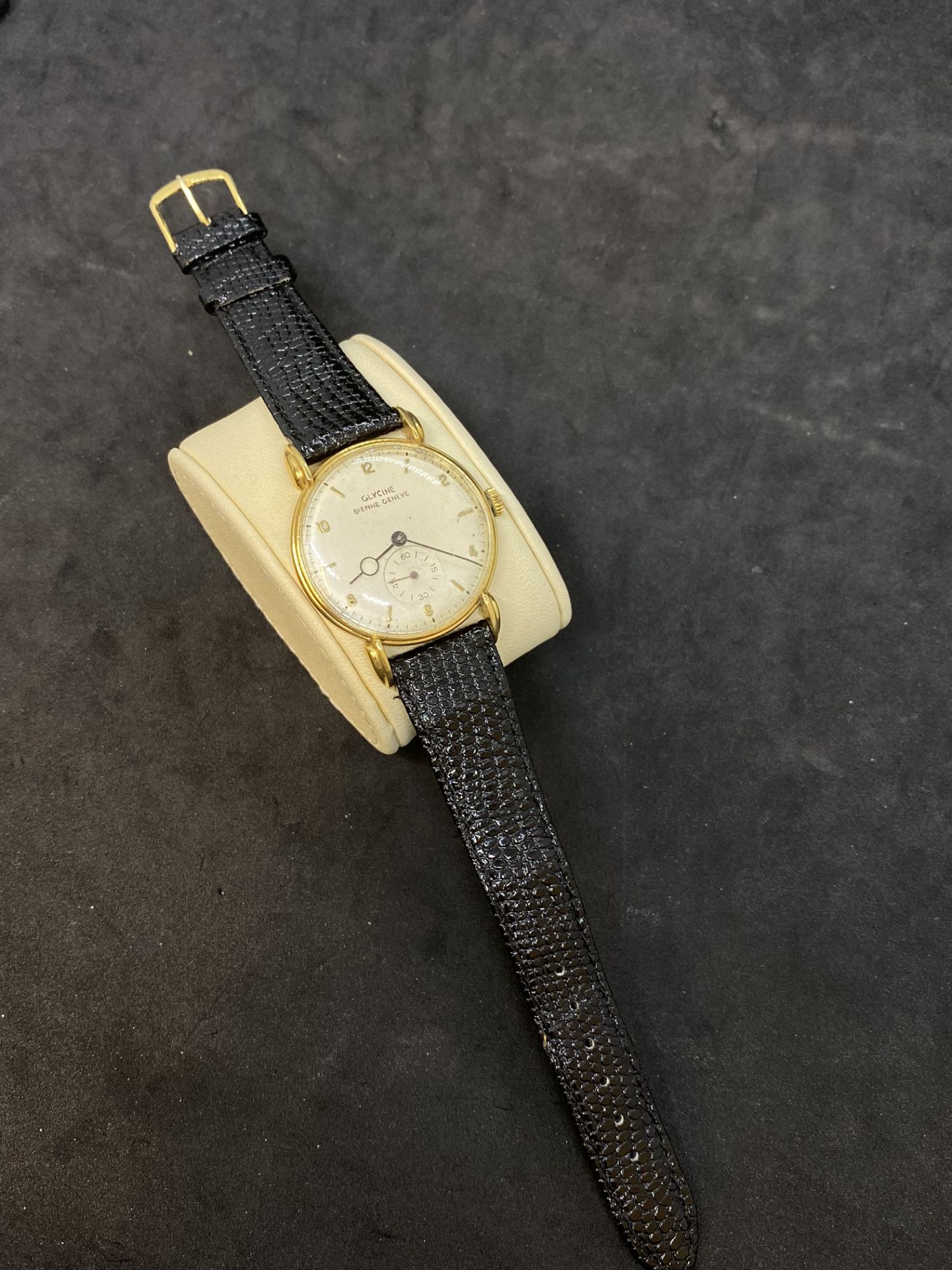 VINTAGE GLYCINE BIENNE GENEVE 18ct GOLD WATCH - Image 3 of 8