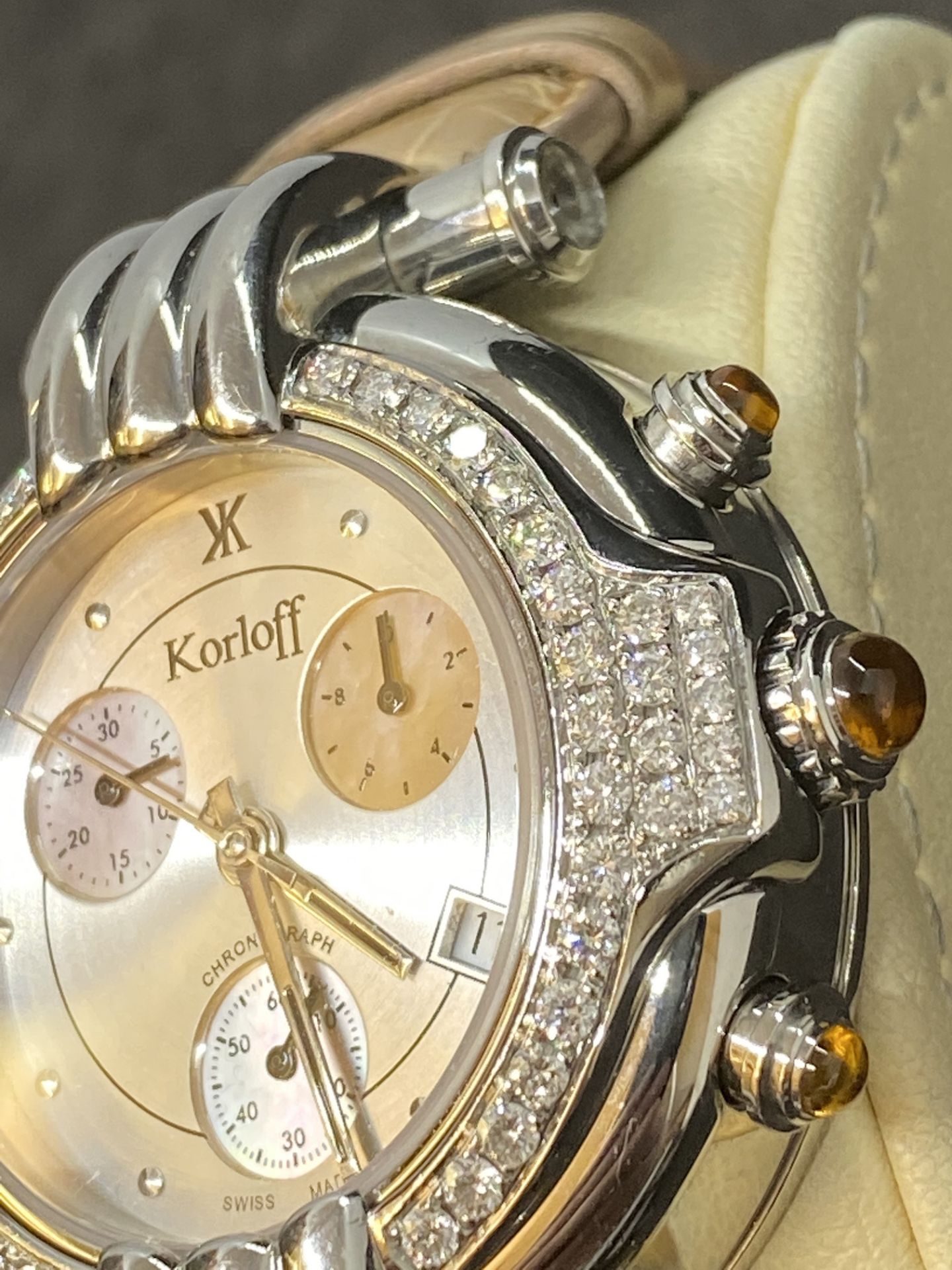 KORLOFF DIAMOND SET CHRONO WATCH - Image 4 of 11