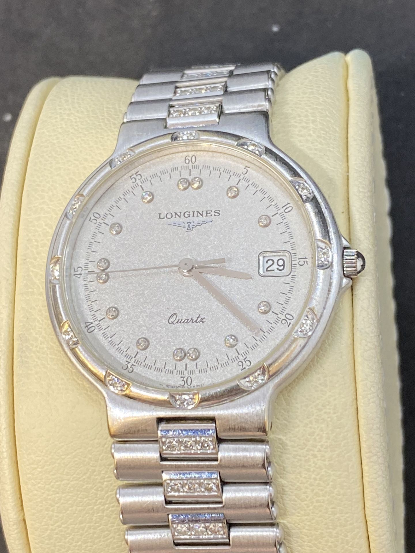 LONGINES 18ct WHITE GOLD DIAMOND SET WATCH - APPROX 90 GRAMS - Image 3 of 11