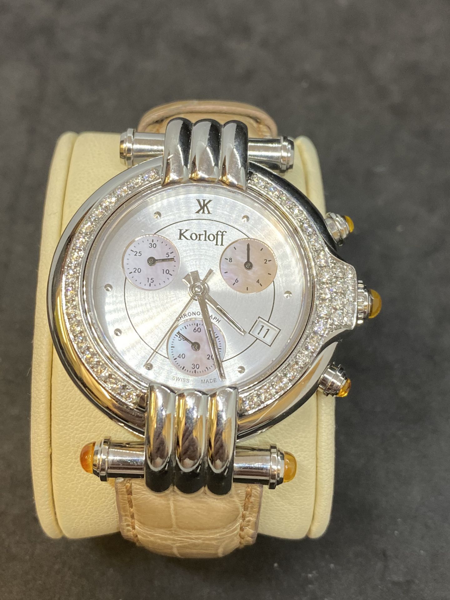 KORLOFF DIAMOND SET CHRONO WATCH