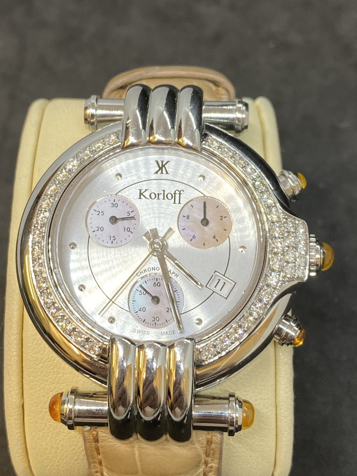 KORLOFF DIAMOND SET CHRONO WATCH - Image 2 of 11