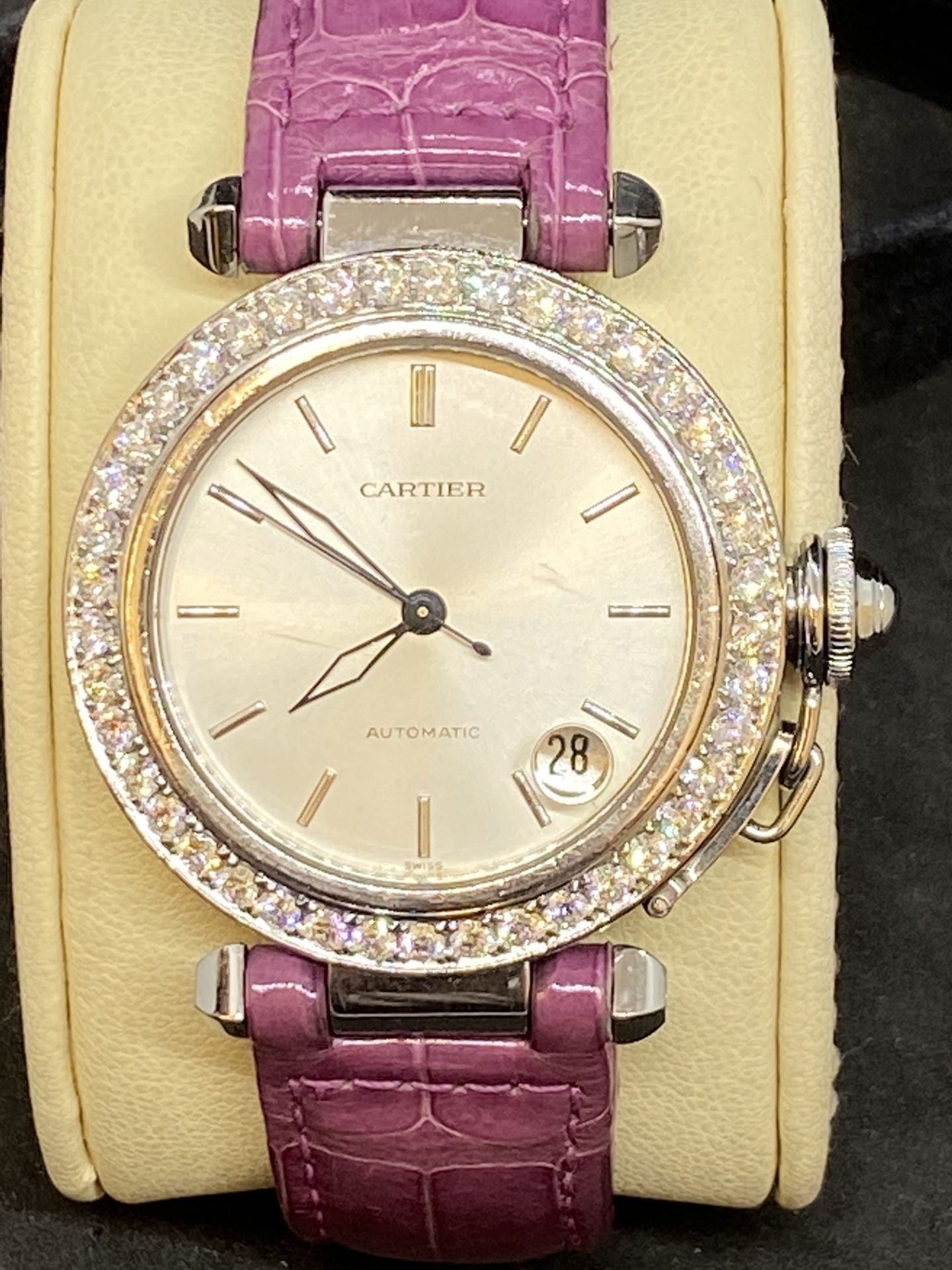 CARTIER PASHA DIAMOND SET STAINLESS STEEL WATCH - Image 2 of 12