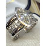 18k WHITE GOLD 1.50ct MARQUISE DIAMOND SOLITAIRE RING 2.00ct TDW - J COLOUR & SI1