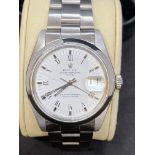 STAINLESS STEEL ROLEX OYSTER PERPETUAL DATE WATCH