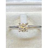W.G.I 0.56ct H/SI1 DIAMOND SOLITAIRE RING SET IN 14k WHITE GOLD