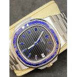 GENUINE PATEK PHILIPPE MOVEMENT WITH 18k GOLD WATCH CASE & DIAL MARKED PATEK PHILIPPE -BLUE SAPPHIRE