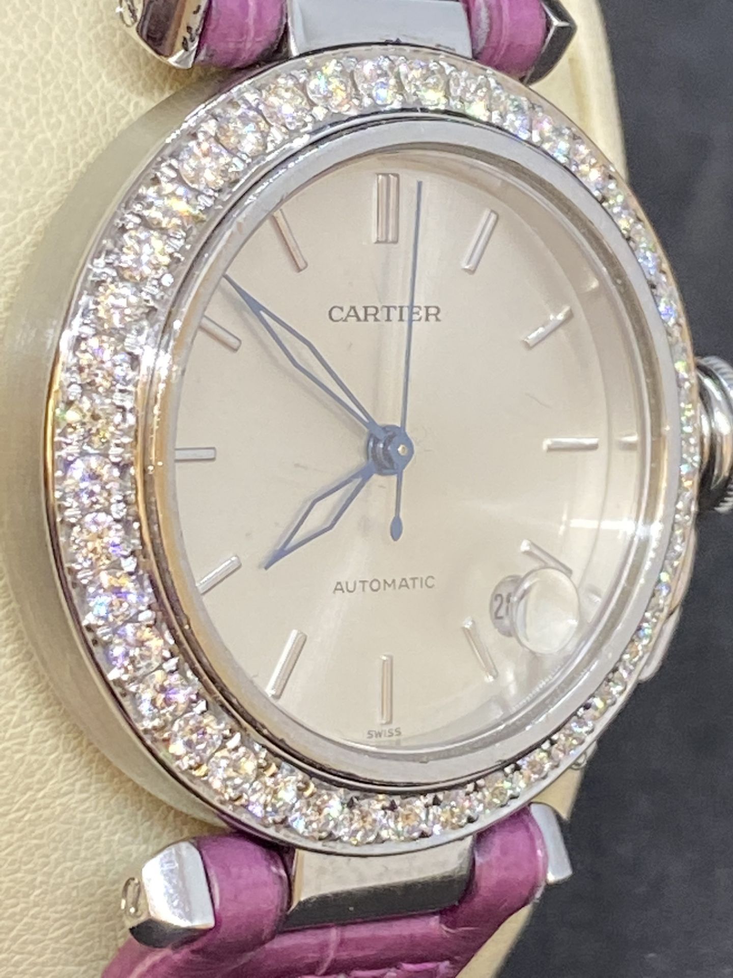 CARTIER PASHA DIAMOND SET STAINLESS STEEL WATCH - Image 5 of 12