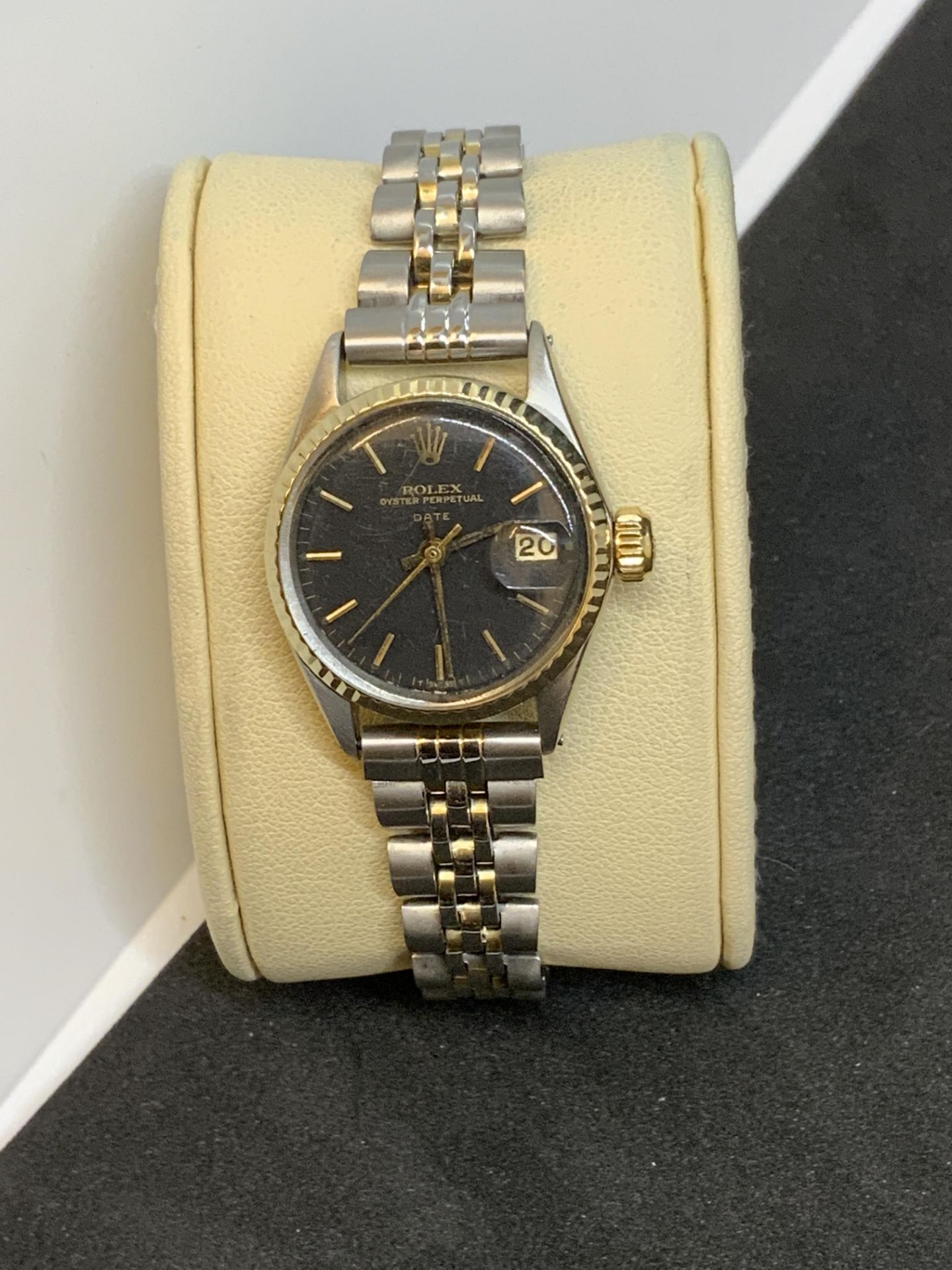 LADIES ROLEX WITH GOLD BEZEL - NON ORIGINAL BRACELET