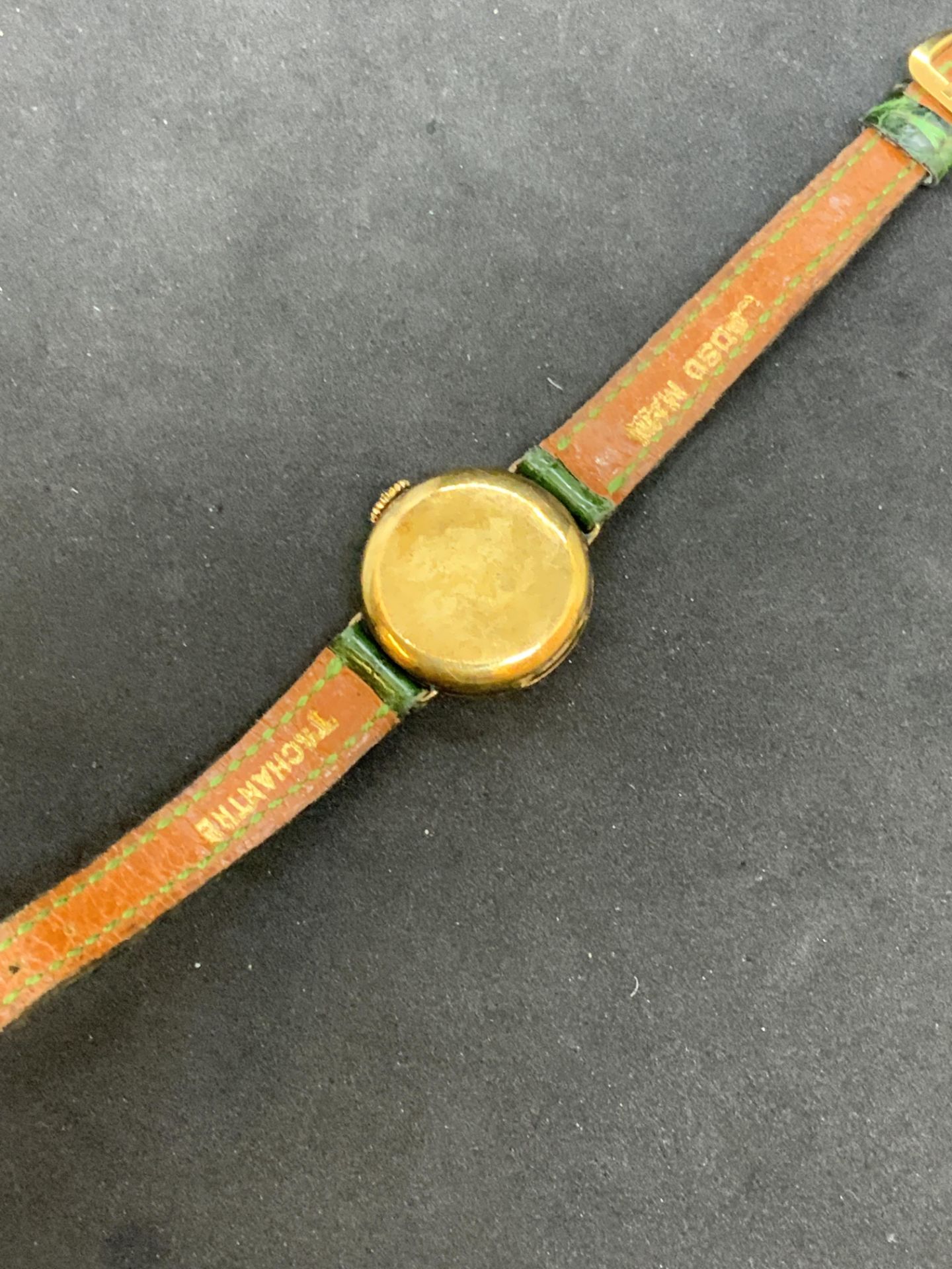 VINTAGE FRENCH 18ct GOLD HALLMARK EMERALD & DIAMOND SET WATCH - Image 5 of 7