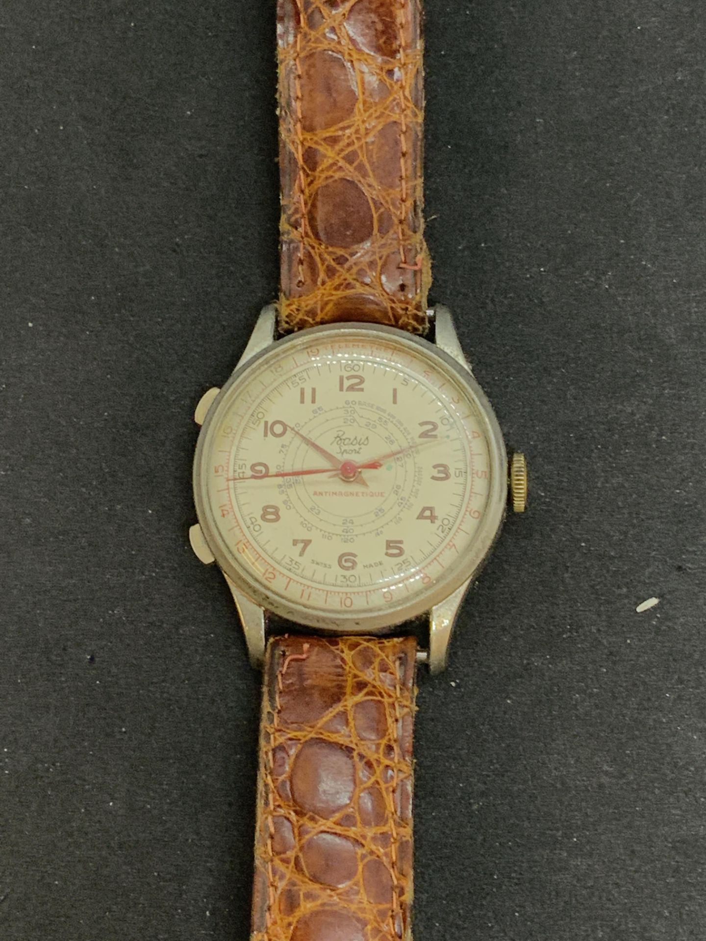 VINTAGE BASIS WATCH (STOPWATCH?) ANTIMAGNETIQUE- SWISS MADE DE-LUX - Image 3 of 8