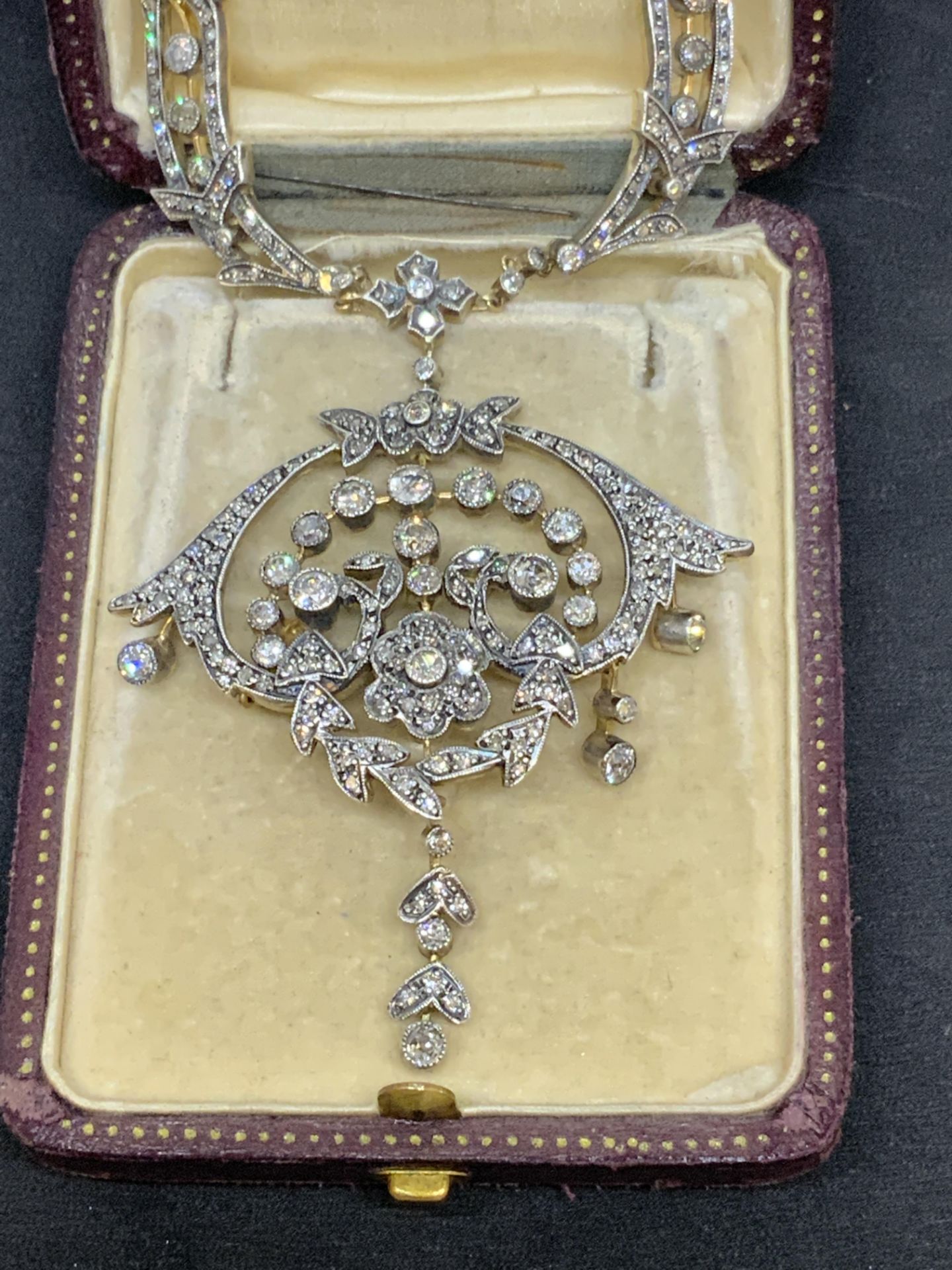 ANTIQUE 7.00ct DIAMOND SET GOLD & SILVER NECKLACE - 42 GRAMS - Image 2 of 8