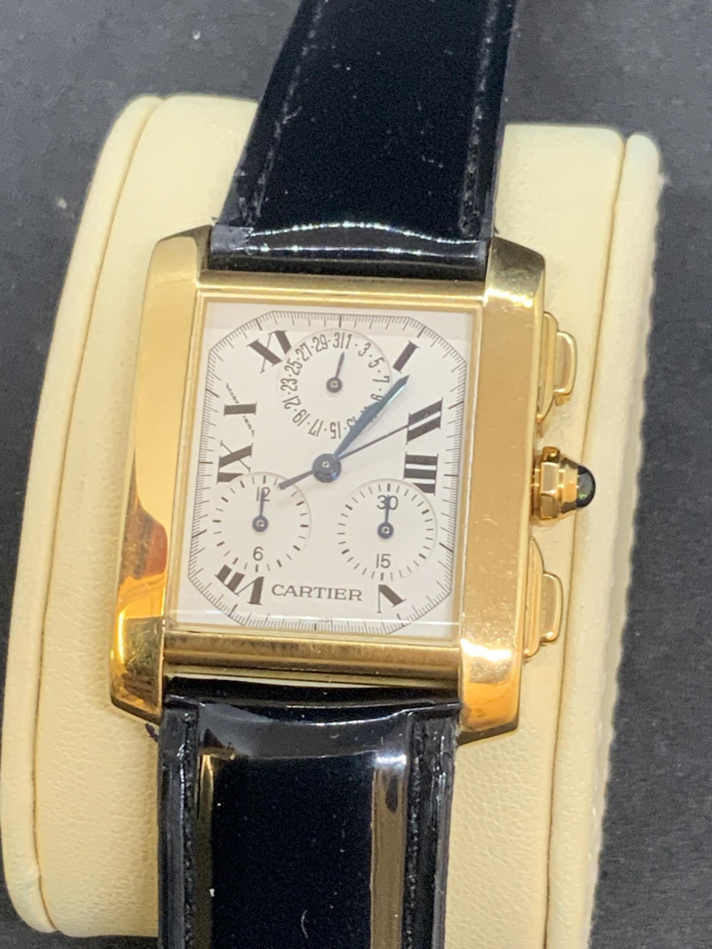 CARTIER TANK FRANCAISE CHRONOGRAPH CHRONOFLEX 18K YELLOW GOLD