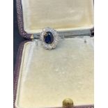 18ct GOLD 2.5ct SAPPHIRE & 1.00ct H-VS-SI DIAMOND RING