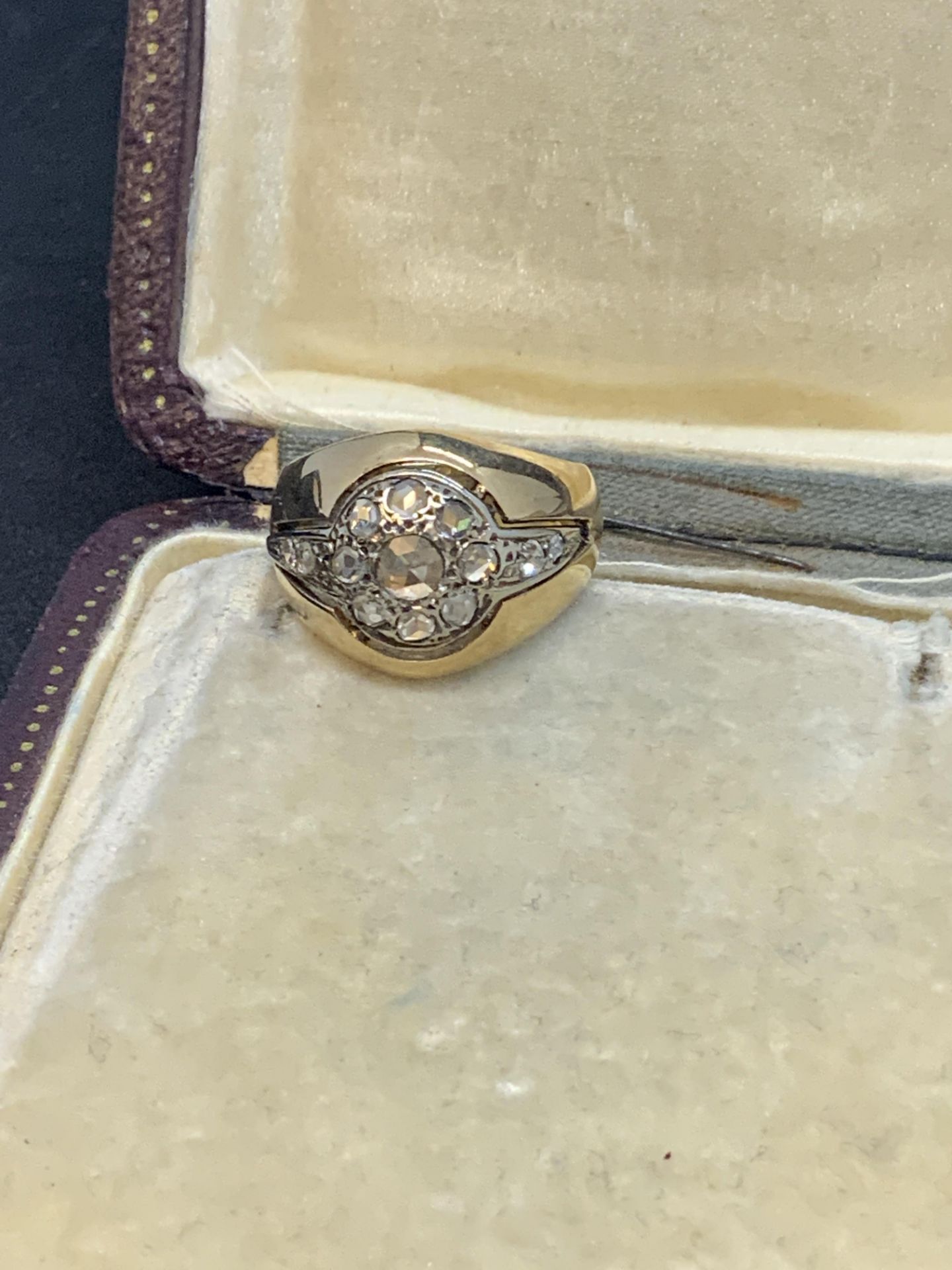 ANTIQUE 18ct GOLD ROSE CUT DIAMOND SET RING - 9.3 GRAMS - Image 6 of 9