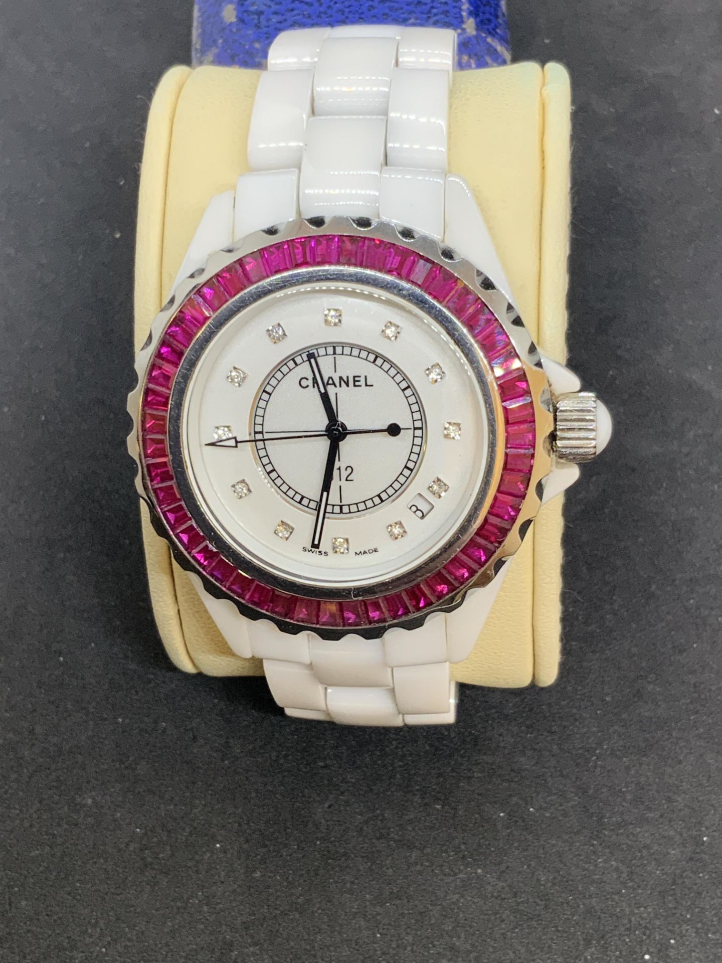 CHANEL DIAMOND & RUBY CERAMIC WATCH - 39mm - Image 3 of 6