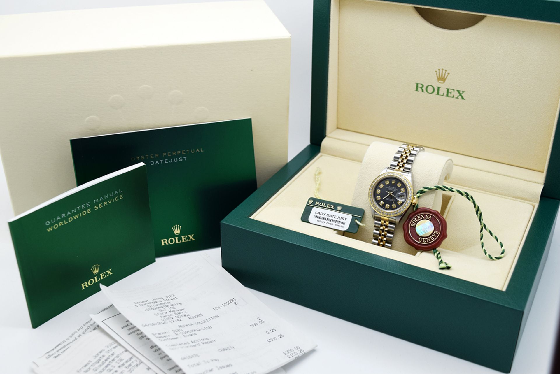 Rolex Lady Datejust - 18k Gold & Stainless Steel with Grey Diamond Dial! Service Receipts etc.!