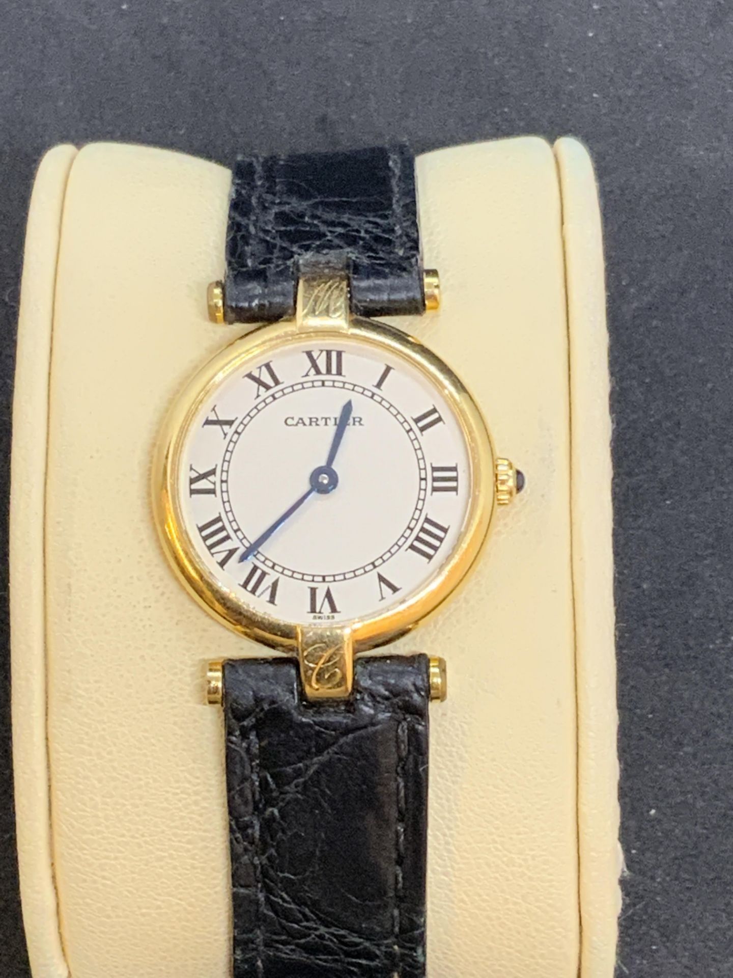 18ct GOLD CARTIER LADIES WATCH WITH 18ct GOLD BUCKLE - 24mm