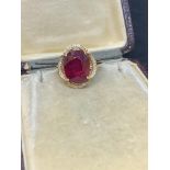 18ct YELLOW GOLD 8.00ct APPROX RUBY? & DIAMOND RING