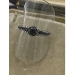 9ct GOLD BLACK DIAMOND SET RING