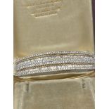 9ct GOLD DIAMOND SET HINGED BANGLE