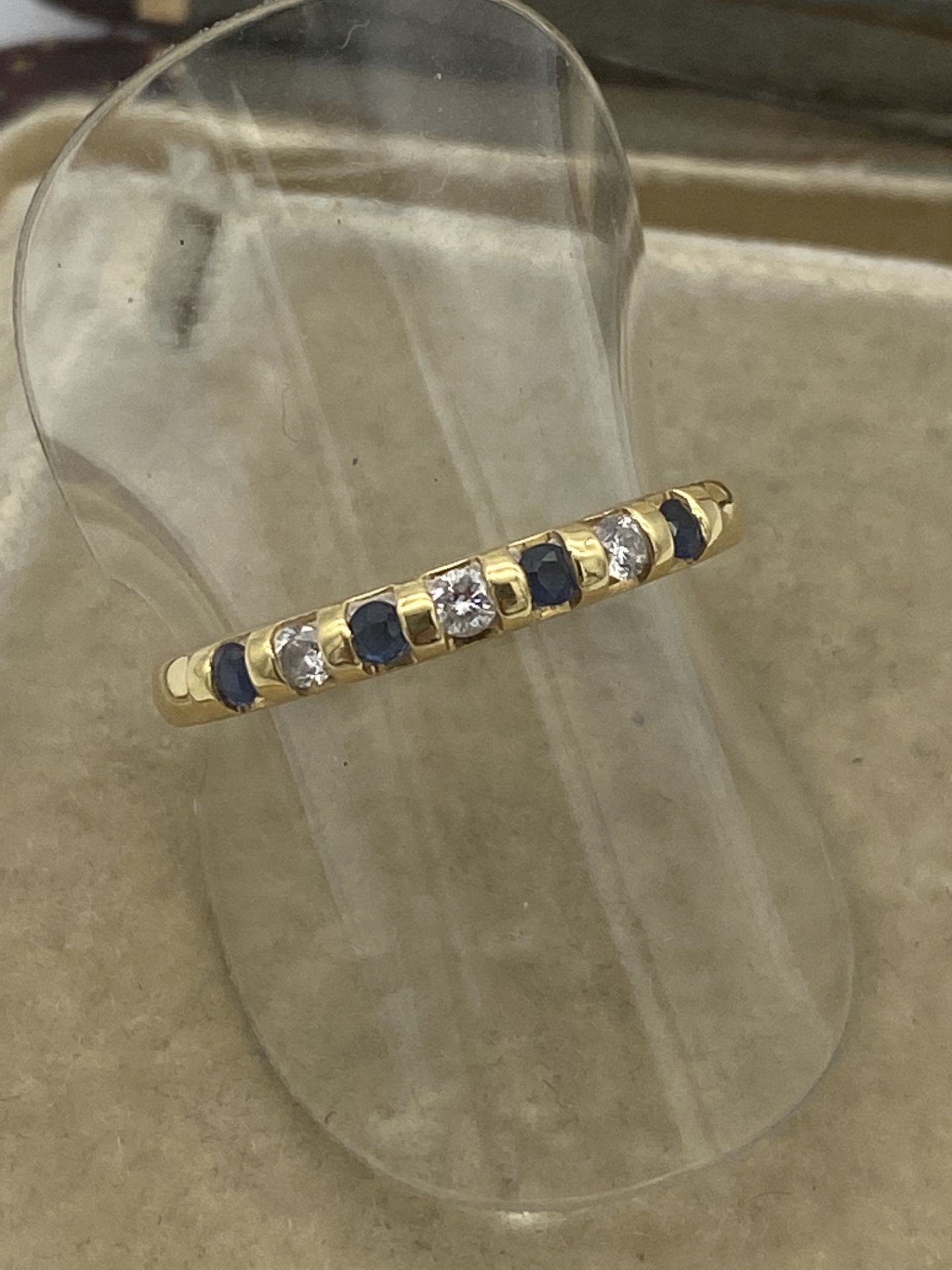 18ct GOLD SAPPHIRE & DIAMOND 1/2 ETERNITY RING