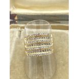 10ct GOLD 7 ROW DIAMOND SET RING 0.50ct