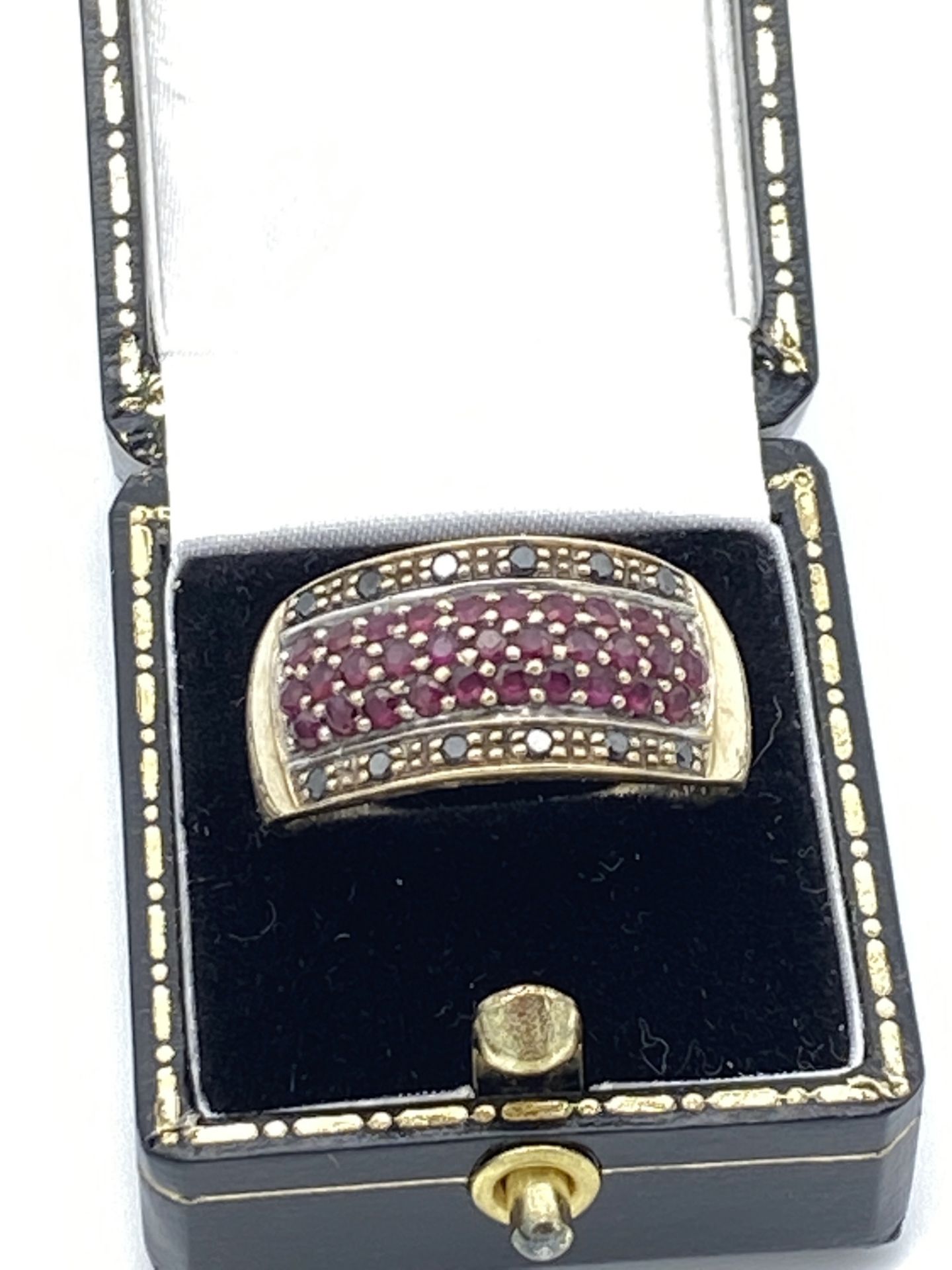 9ct Gold Black Diamond & Ruby Ring