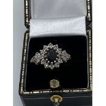9ct Gold Black Stone & Diamond Ring
