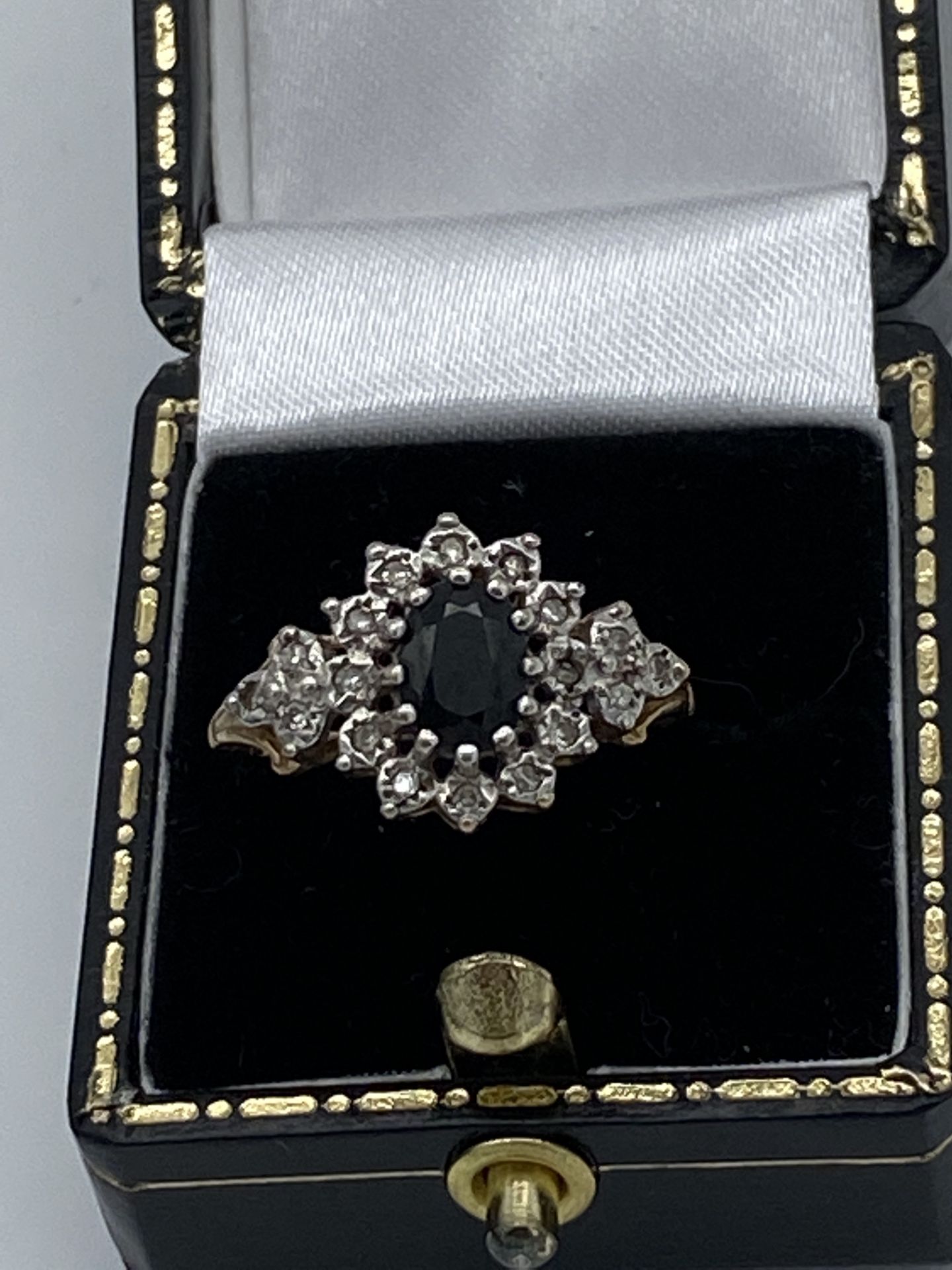 9ct Gold Black Stone & Diamond Ring