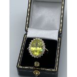 9ct Gold Large Yellow Stone Set Ring