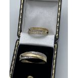 2 x 9ct Gold White Stone Set Rings