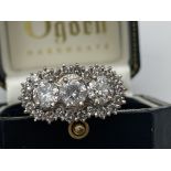 FINE 18ct WHITE GOLD APPROX 3.00ct TRIPLE DIAMOND HALO RING