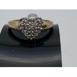 9ct GOLD DIAMOND HEART RING - STONE MISSING