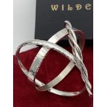 3 x ASSORTED HANDMADE BY WILDE SILVER BANGLES - GOOD QUALITY