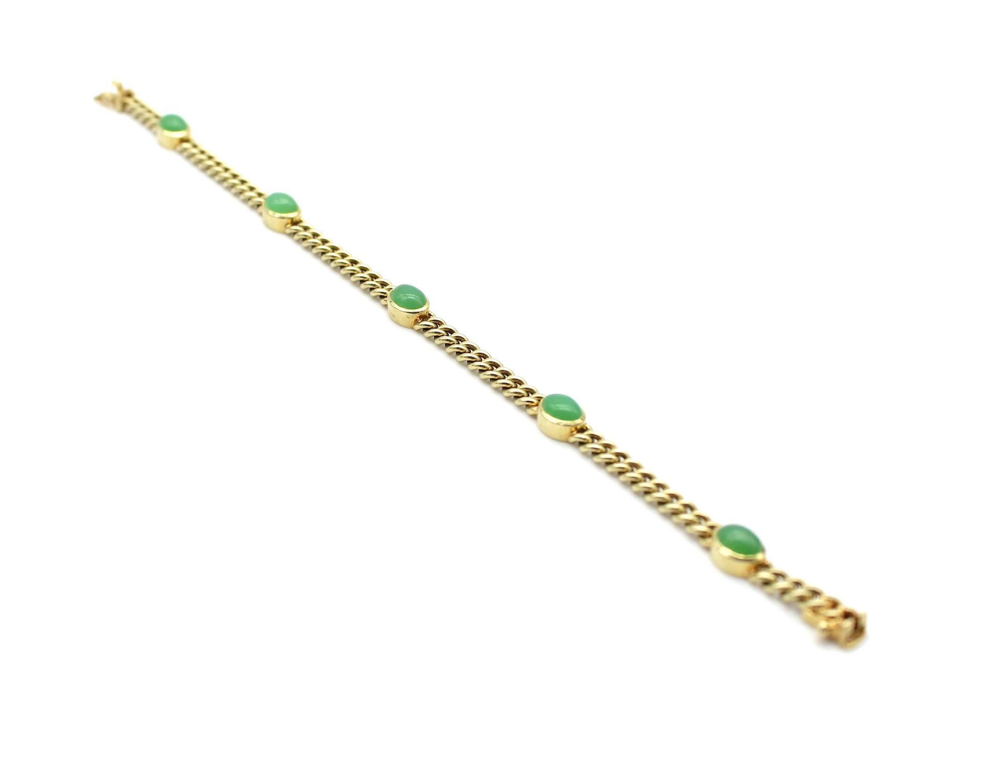 Armband aus 585er Gold mit 5 Chrysoprasen - Bild 3 aus 3