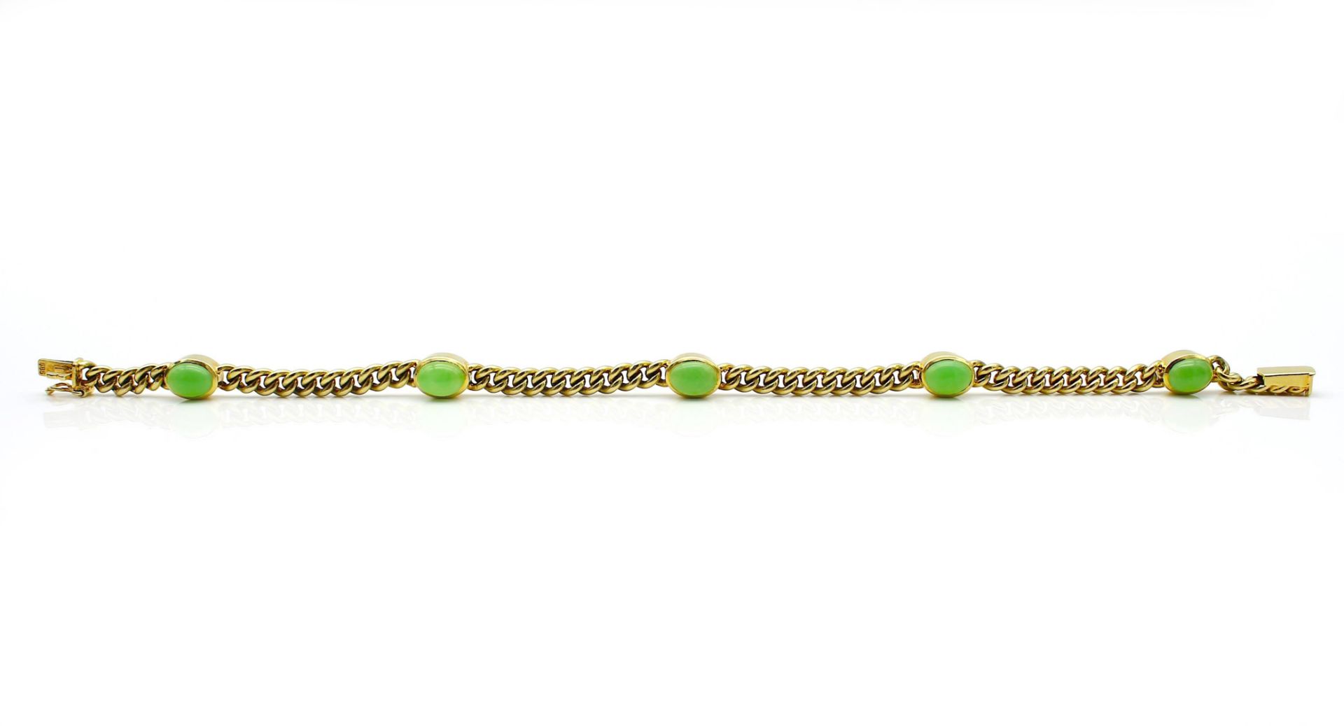 Armband aus 585er Gold mit 5 Chrysoprasen - Bild 2 aus 3