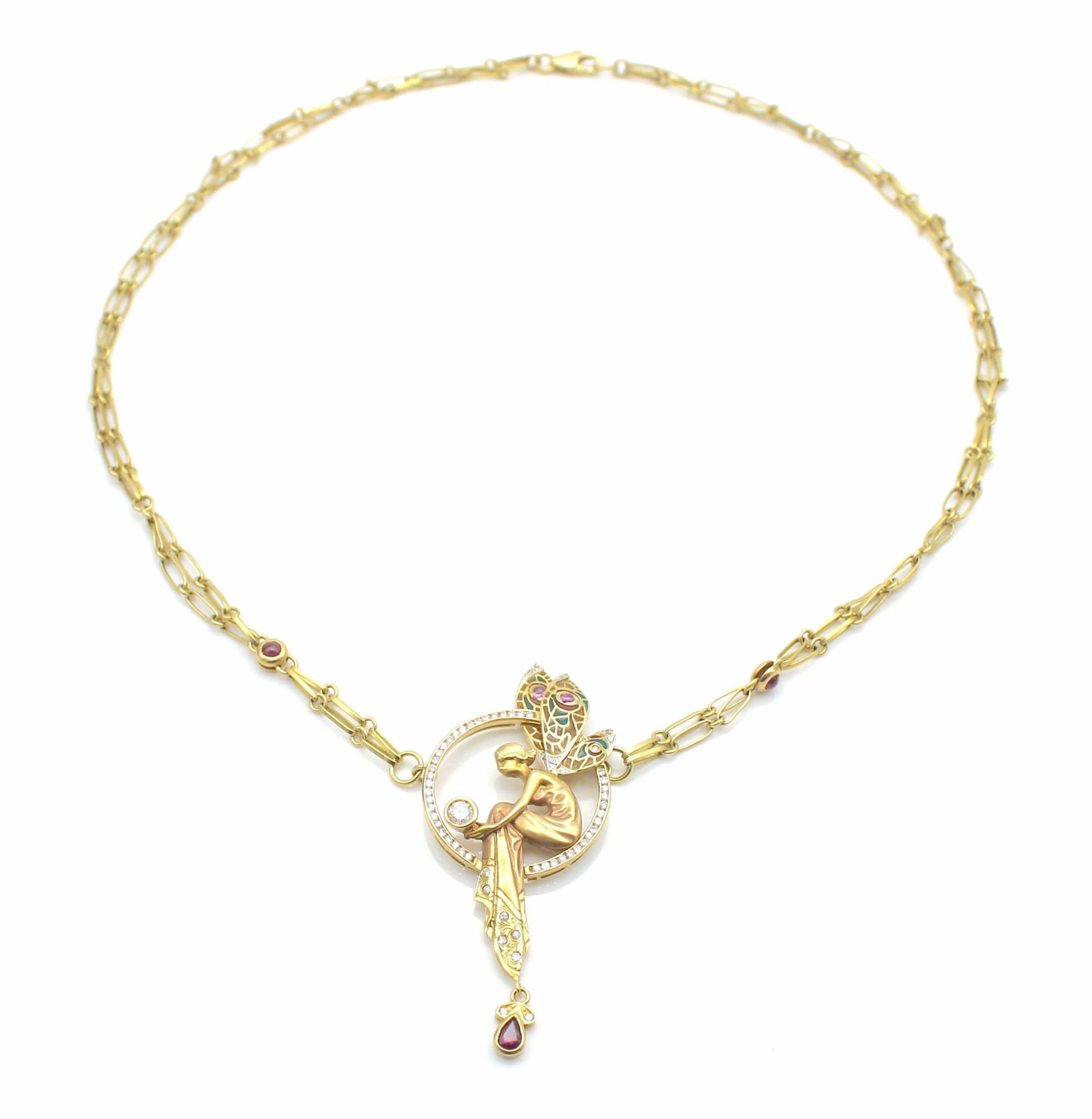 Collier signiert Tinelli im Art Nouveau Stil aus 750er Gold - Image 2 of 4