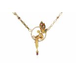 Collier signiert Tinelli im Art Nouveau Stil aus 750er Gold