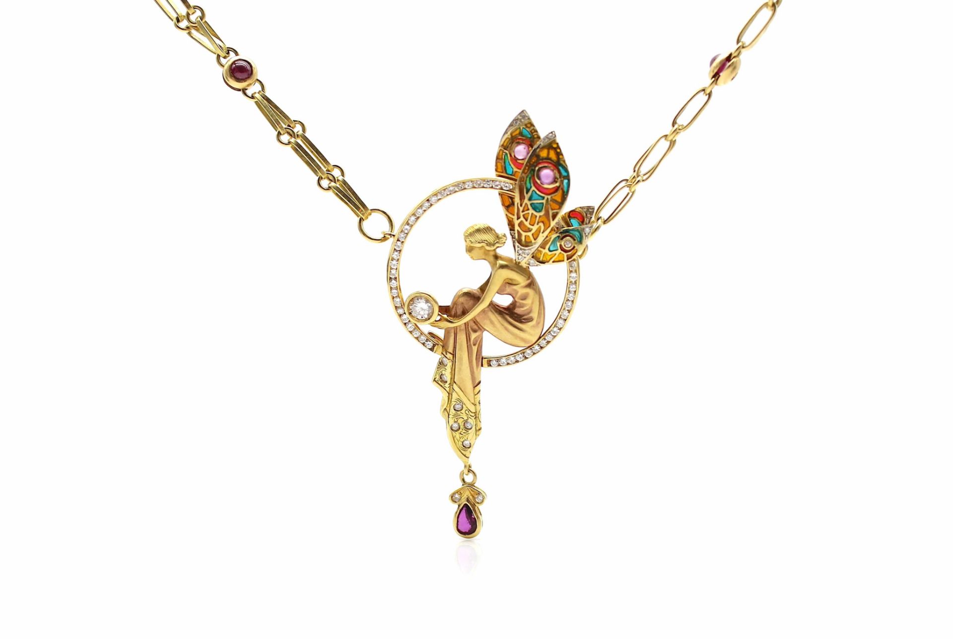 Collier signiert Tinelli im Art Nouveau Stil aus 750er Gold