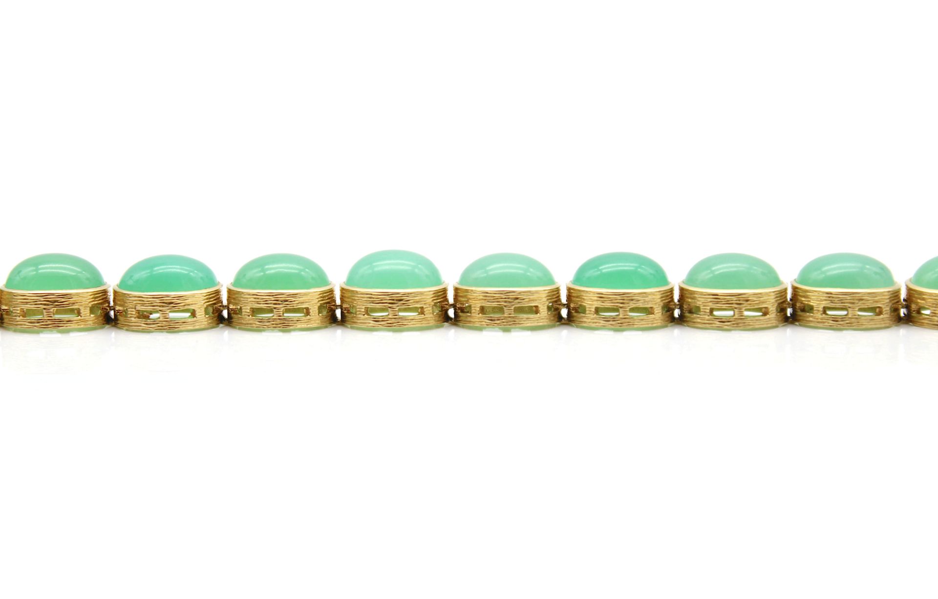 Armband aus 585er Gold mit 14 Chrysoprasen - Image 2 of 5