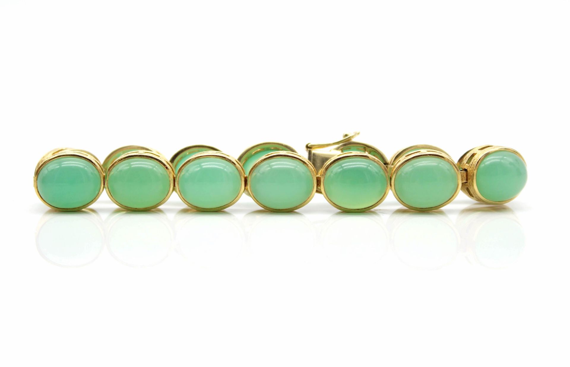 Armband aus 585er Gold mit 14 Chrysoprasen - Image 4 of 5